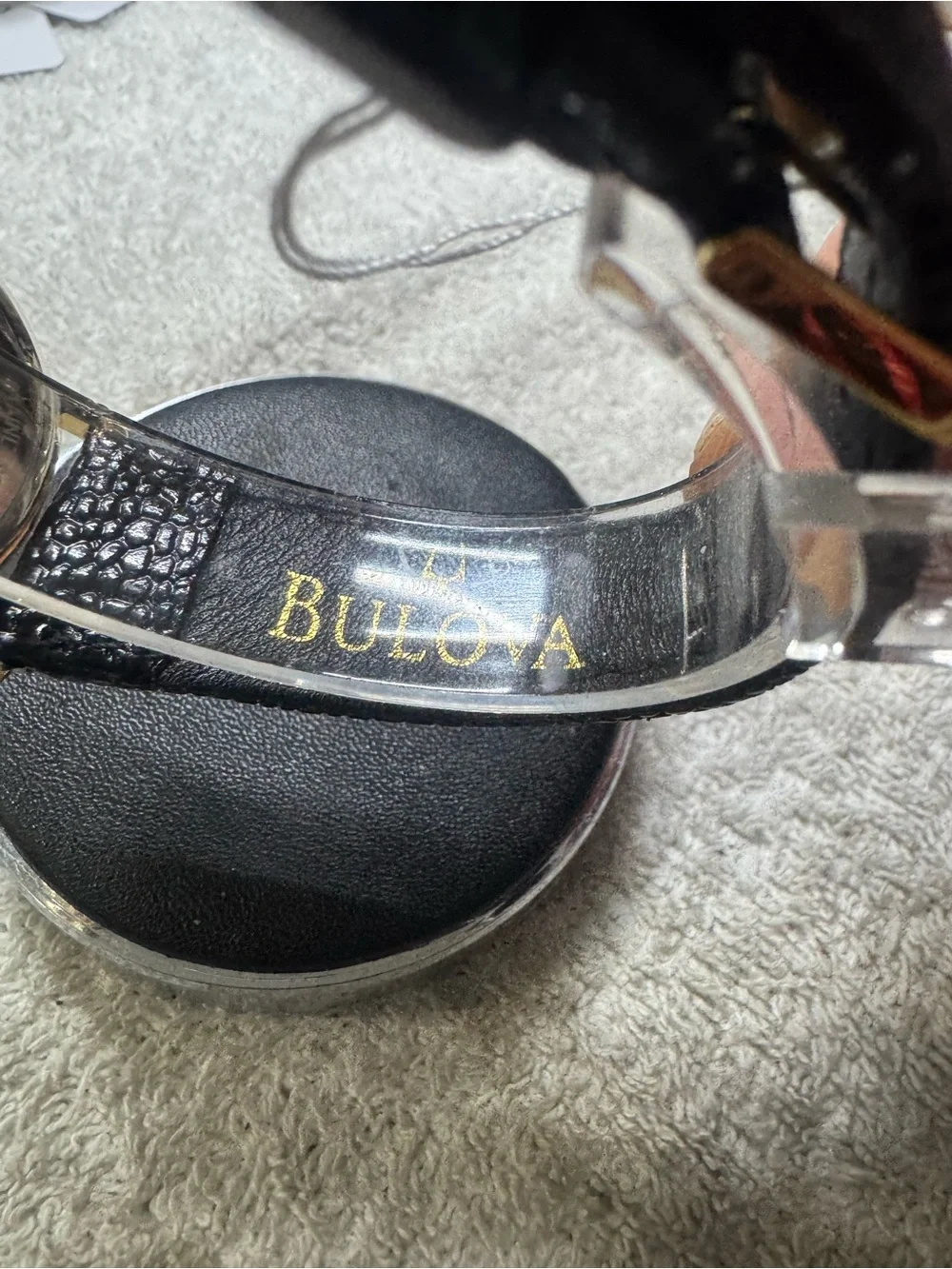 Bulova Gold Dial Men's Watch with Black Leather Strap